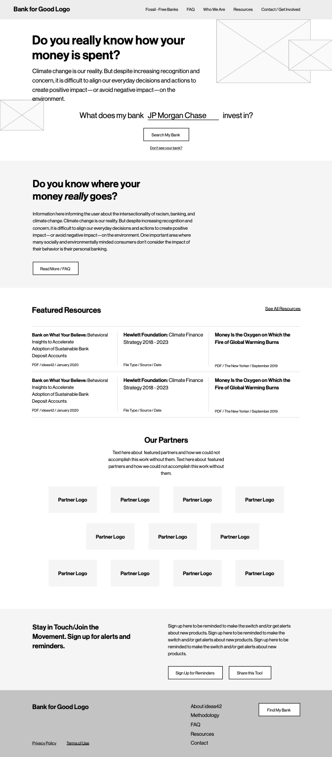 Bank for Good Wireframe User Experience 2